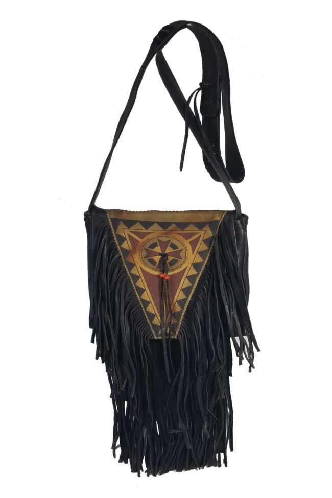 (image for) Painted Leather Shoulder Bag With Fringe